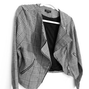 Small Grey Plaid Fashion Blazer w/ Zipper